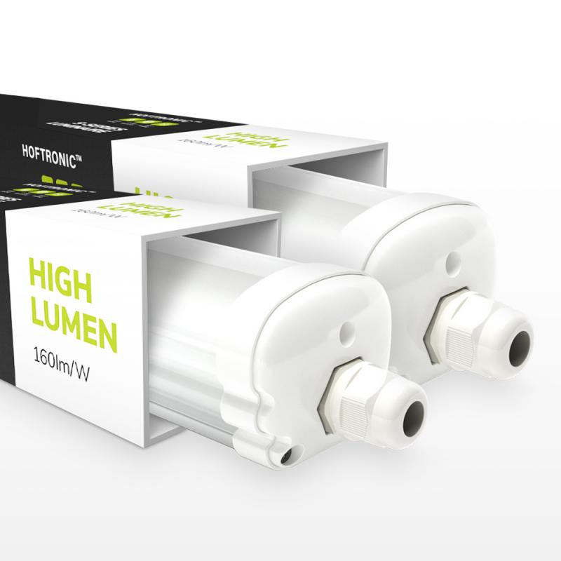 HOFTRONIC™ Set van 2 LED TL armaturen 150cm - IP65 Waterdicht - 32 Watt 5120 Lumen (160lm/W) - 4000K Neutraal wit - Koppelbaar - IK07 - S-Series Tri-Proof plafondverlichting