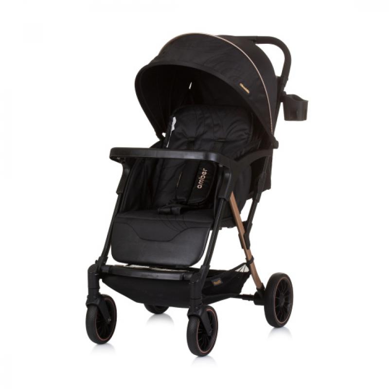 Chipolino Amber Opvouwbare Buggy met Voetenhoes Obsidian Zwart