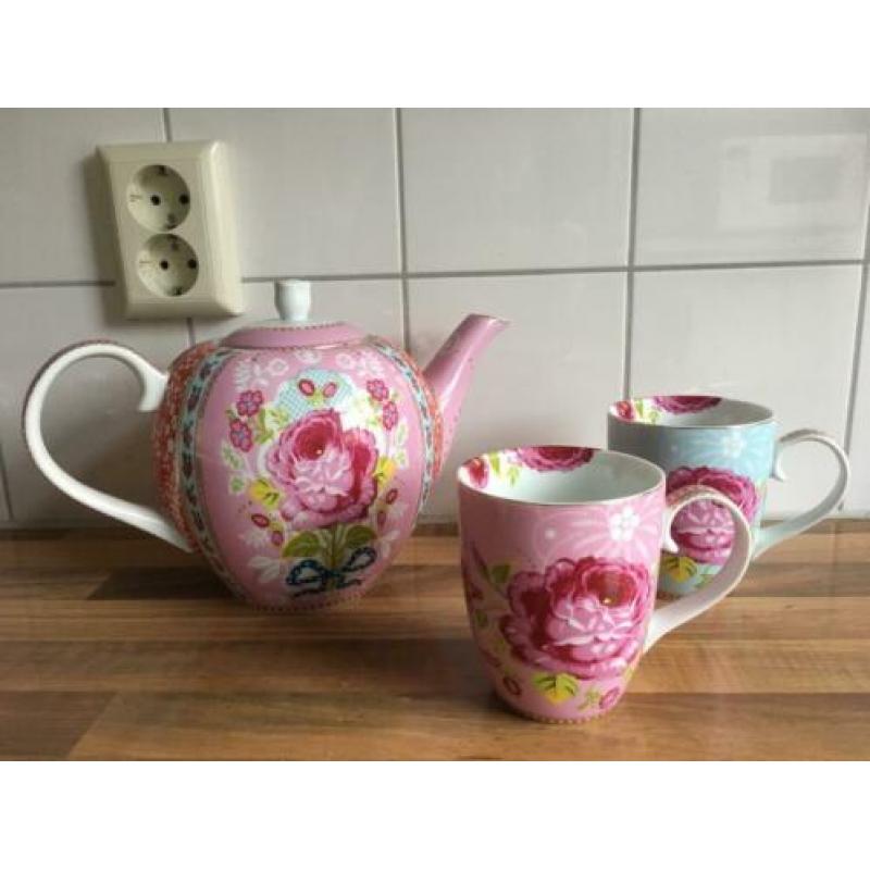 Pip studio big flower roze/blauw