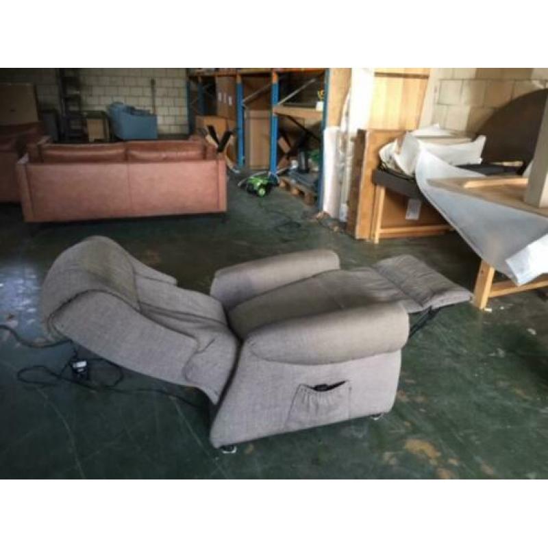 relaxfauteuil 2 motorig kleur stof taupe