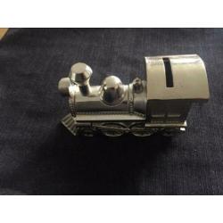 Verzilvert locomotief spaarpot