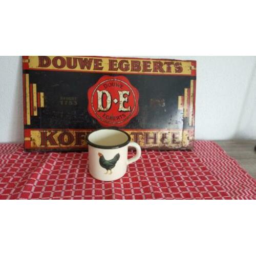 Emaille beker creme met kip