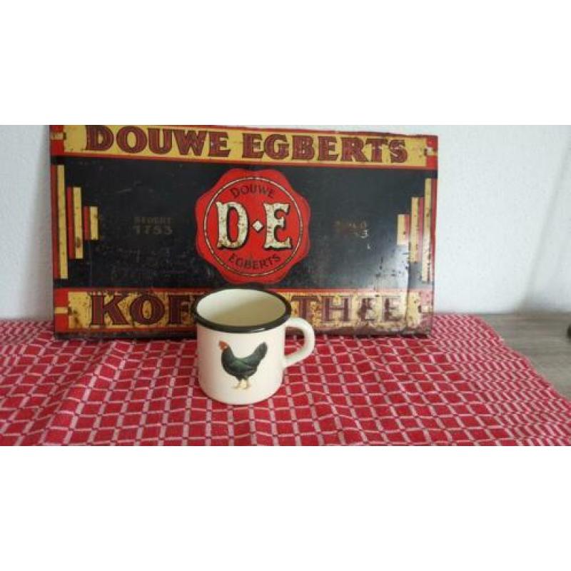 Emaille beker creme met kip