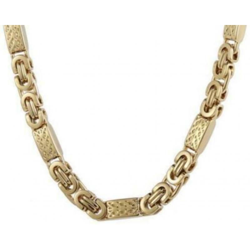 6mm 50cm koningsketting 50 cm platte Gold plated heren 6 mm