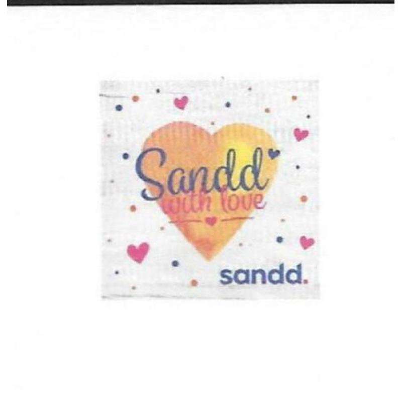 Zegel Sandd with love op 8 verschillende kaarten. Zegel kom