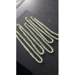 5 x parelketting met malachiet 47 cm vintage look