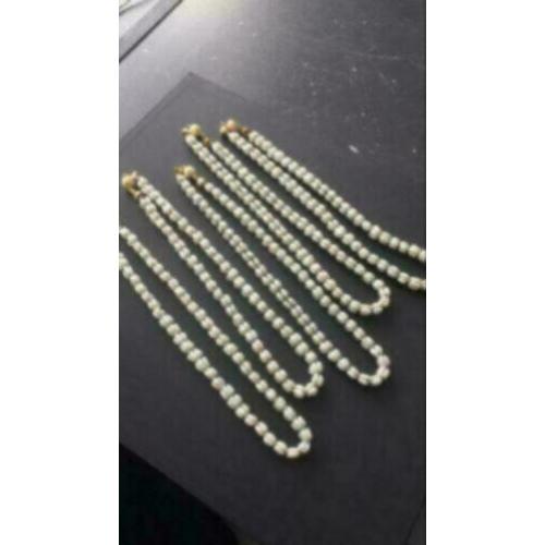 5 x parelketting met malachiet 47 cm vintage look