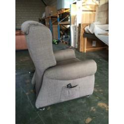 relaxfauteuil 2 motorig kleur stof taupe
