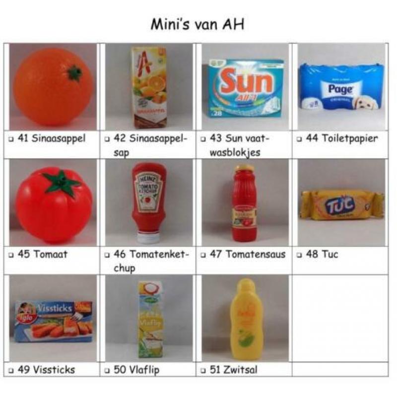 AH Albert Heijn mini producten uitg. 2012 en 2013