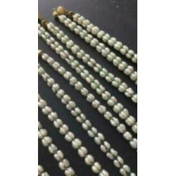 5 x parelketting met malachiet 47 cm vintage look