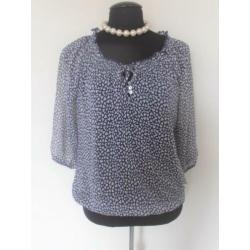 Promiss - prachtige blauw witte voorjaars blouse mt 42