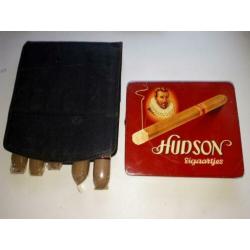 Sigarenblikje Hudson met zacht leren koker 8 W II sigaren