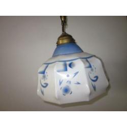 Hanglamp groot art deco art nouveau jugendstil glas blauw