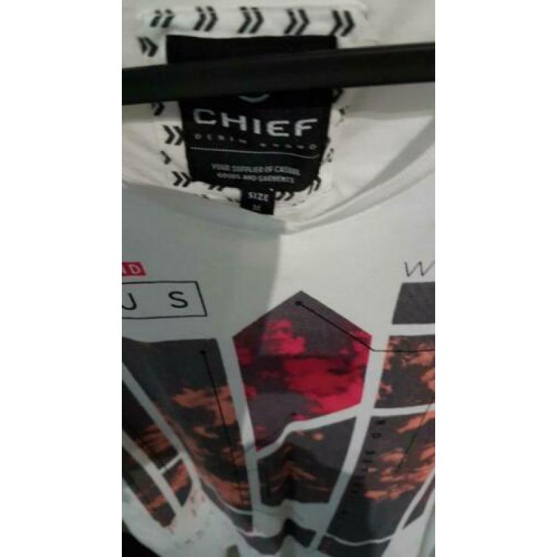Wit T-shirt met opdruk merk CHIEF maat M