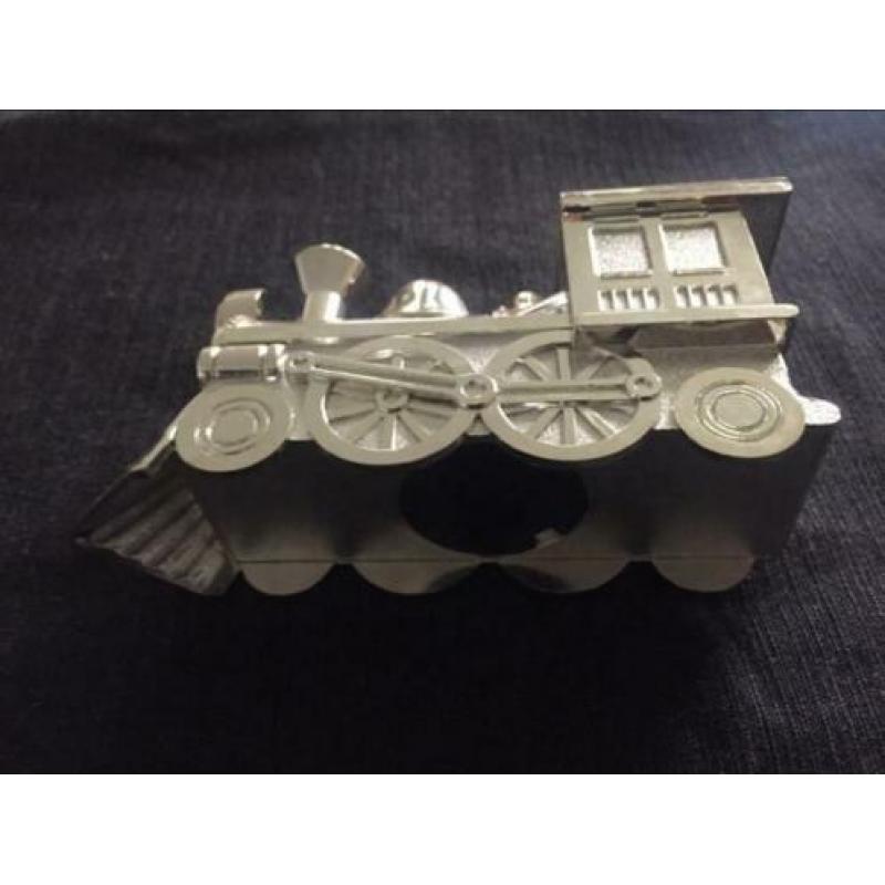 Verzilvert locomotief spaarpot