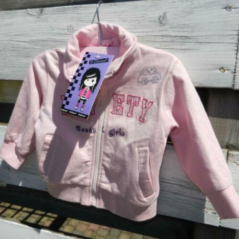 Nieuw roze vest / vestje met kaartje maat 68