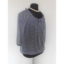 Promiss - prachtige blauw witte voorjaars blouse mt 42