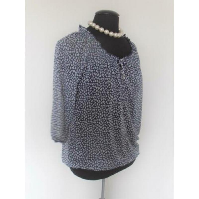 Promiss - prachtige blauw witte voorjaars blouse mt 42