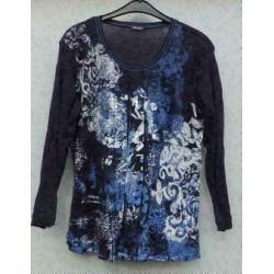 GERRY WEBER donkerblauw/zilver dubbellaags stretch top mt M