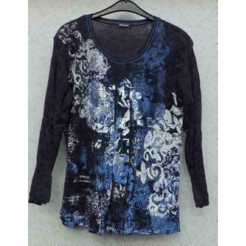 GERRY WEBER donkerblauw/zilver dubbellaags stretch top mt M