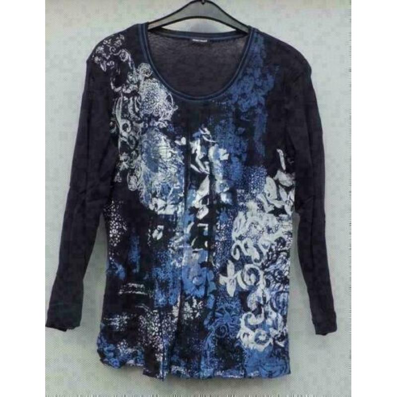 GERRY WEBER donkerblauw/zilver dubbellaags stretch top mt M
