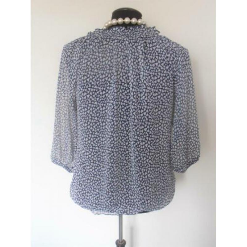 Promiss - prachtige blauw witte voorjaars blouse mt 42