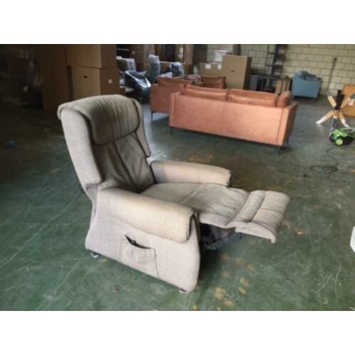 relaxfauteuil 2 motorig kleur stof taupe