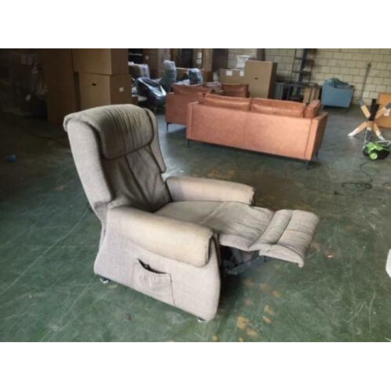 relaxfauteuil 2 motorig kleur stof taupe