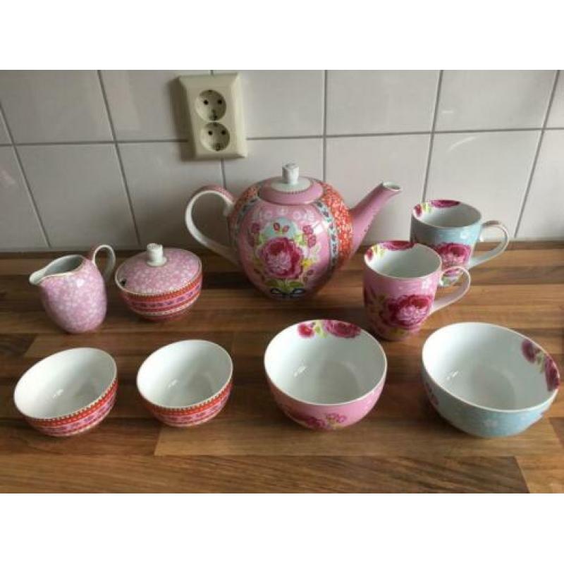 Pip studio big flower roze/blauw