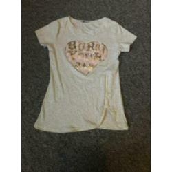 Leuk beige zomershirt met hart erop maat S/M!