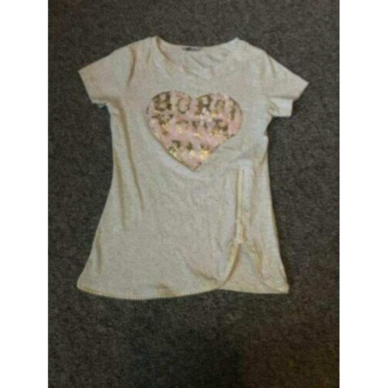 Leuk beige zomershirt met hart erop maat S/M!