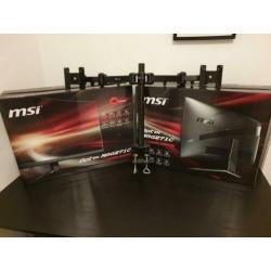 2x MSI Optix MAG271C 27 inch gaming monitor met dubbele arm
