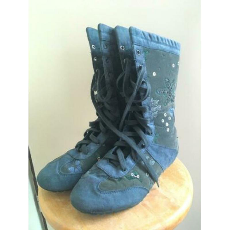 Petrol schoenen maat 40 glitter goa boho hippie apart