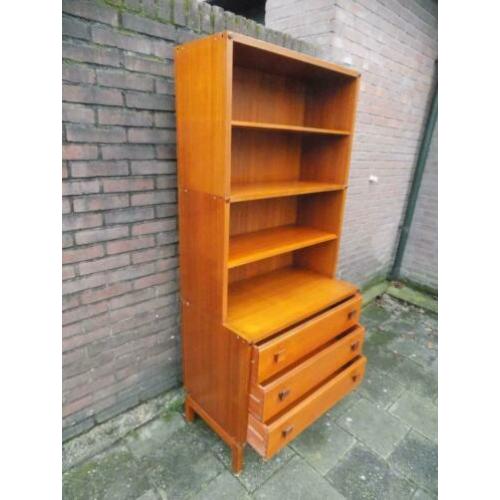 Retro teak boekenkast ladekast Topform vintage skandinavisch