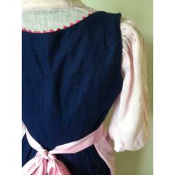 Carnaval blauw met roze Tiroler jurk met blouse en schort M