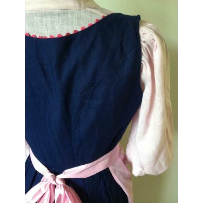 Carnaval blauw met roze Tiroler jurk met blouse en schort M