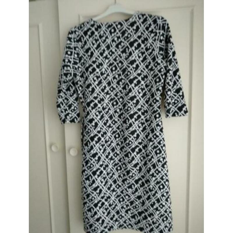 Jurk tricot 3/4 mouw zwart wit maat s/m