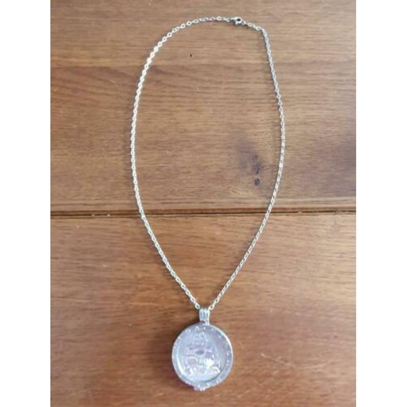 Zilveren (925)MI MONEDA pendant + 2 munten + 2 kettingen
