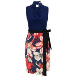 Hele mooie jurk closet London 38 m blauw zwart strik bloemen