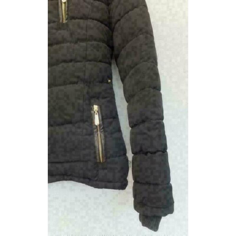 CARS JEANS zwart gewatteerd jas met goudaccenten mt XS