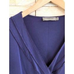 Turnover blauw/paarse overslag top, maat M - wyp