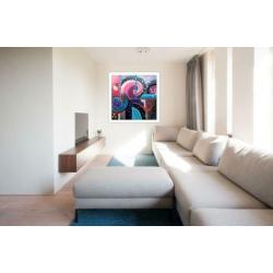 Nieuw kleurrijk handgeschilderd schilderij / roze & blauw
