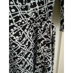 Jurk tricot 3/4 mouw zwart wit maat s/m