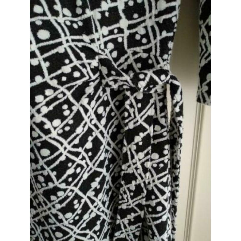 Jurk tricot 3/4 mouw zwart wit maat s/m