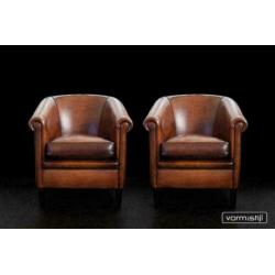 Chesterfield style Clubfauteuils in AA klasse schapenleer
