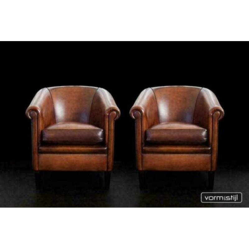 Chesterfield style Clubfauteuils in AA klasse schapenleer