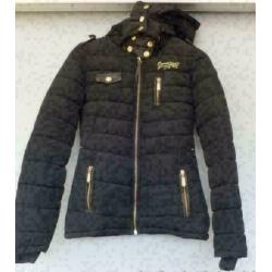 CARS JEANS zwart gewatteerd jas met goudaccenten mt XS