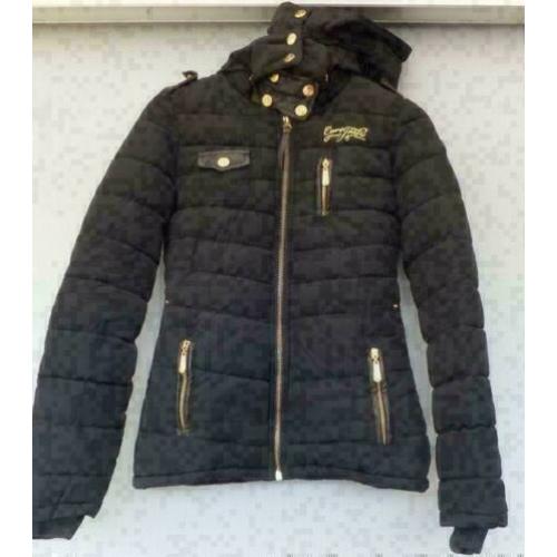 CARS JEANS zwart gewatteerd jas met goudaccenten mt XS