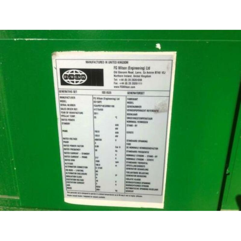 Perkins 150 kVA Supersilent Rental FG Wilson 150 kVA Supersi