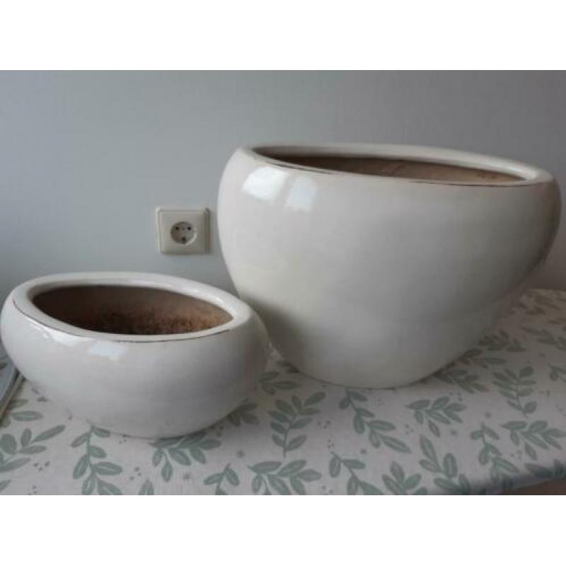 ovaal bloempotten beige